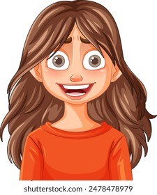 Smiling girl with expressive eyes and brown hair