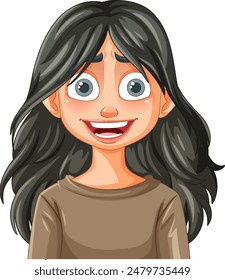 Smiling girl with expressive eyes and dark hair