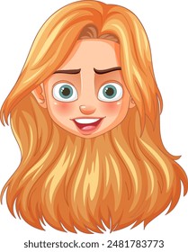 Smiling girl with expressive eyes and long hair