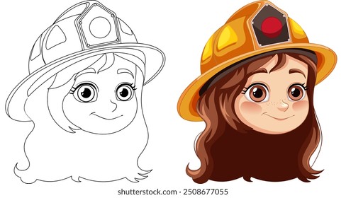 Smiling girl in firefighter helmet