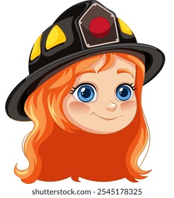 Smiling girl in firefighter helmet