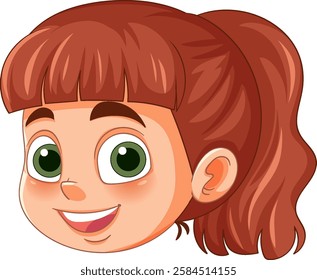 Smiling girl with green eyes and ponytail