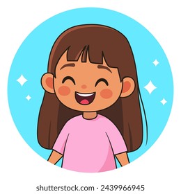 Smiling girl. Happy child. Avatar for social networks. Vector illustration.
