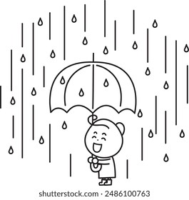 Smiling girl in the heavy rain