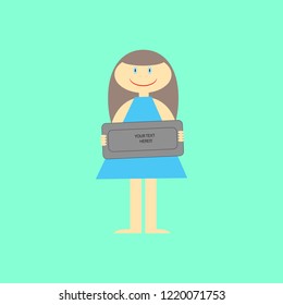 Smiling girl holding a table in her hands