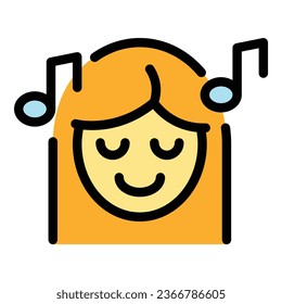 Smiling girl icon outline vector. Sleep disorder. Person dream color flat