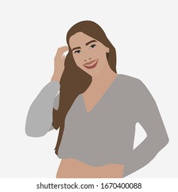 Smiling girl, illustration, vector on white background.