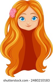 Smiling girl with long, wavy hair
