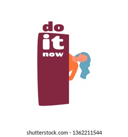 A smiling girl looks out from behind a screen. A young female looks out of the corner. Do it now.