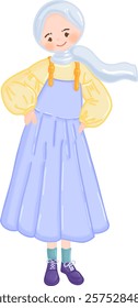 Smiling Girl in Modest Fashion Vector Design Illustration.  Ideal for websites, children’s books, apps, posters, educational materials, or cultural awareness campaigns.