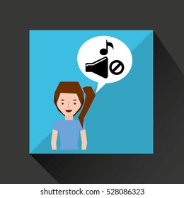 smiling girl music no volume note vector illustration eps 10
