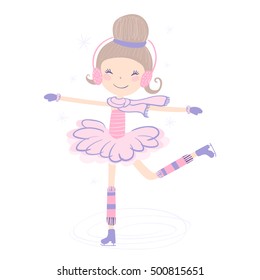 Smiling girl on Skates Vector Illustration