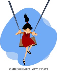 Smiling Girl on a Swing - Happy Children's Illustration