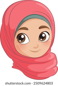 Menina sorridente com um hijab rosa