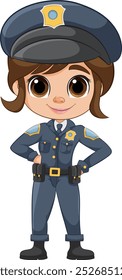 Niña sonriente en la ilustración del uniforme de policía