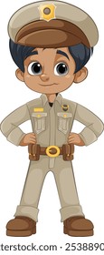 Niña sonriente en la ilustración del uniforme de policía