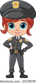 Smiling girl in police uniform illustration