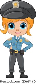 Smiling girl in police uniform illustration