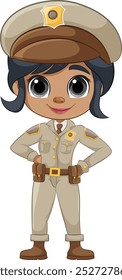 Niña sonriente en Arte vectorial de uniforme de policía