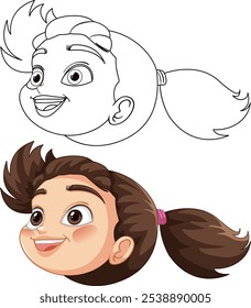 Smiling girl with ponytail illustration