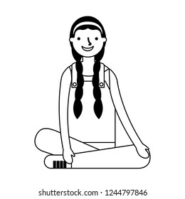 smiling girl sitting crossed legs