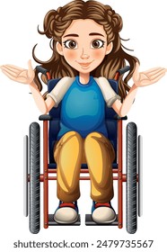 Smiling girl sitting in a wheelchair