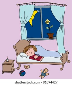 smiling girl sleeping on a bed in her room with the book at her hands