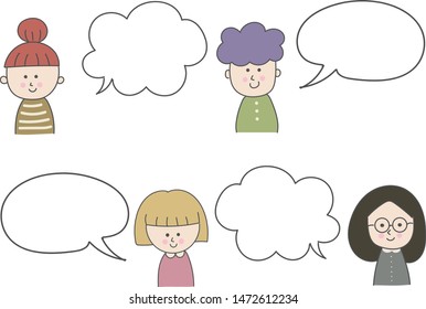 Smiling girl with speech bubble, vector illustration