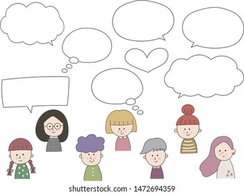 Smiling girl with speech bubble, vector illustration