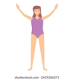 Smiling girl at swim camp icon cartoon vector. Water fun. Camping aquatic