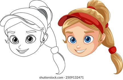 Smiling girl with tennis visor