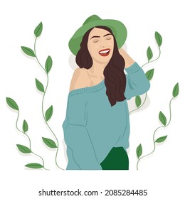 Smiling girl. Vector illustration in flat style.