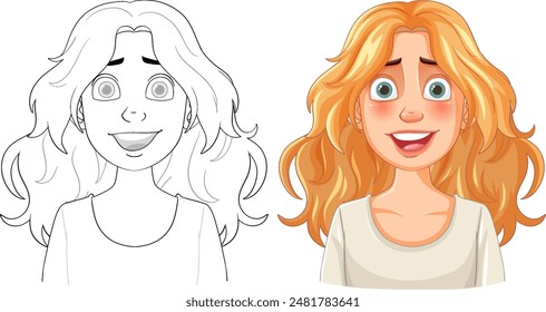 Smiling girl with wavy blonde hair