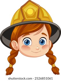 Smiling girl wearing a firefighter helmet