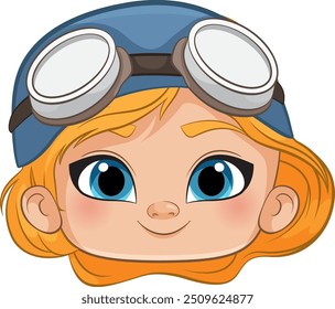 Smiling girl wearing goggles and a helmet