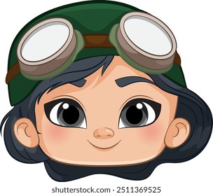 Smiling girl wearing green hat and goggles