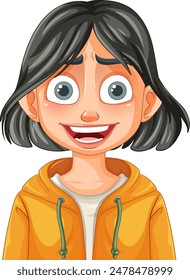 Smiling girl in a yellow hoodie