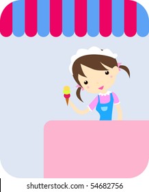 smiling girl-confectioner with icecream