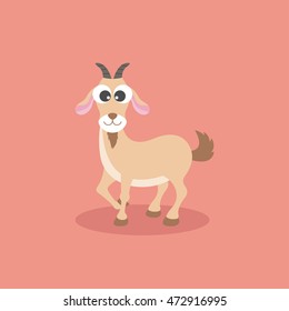 a smiling goat cartoon illustration vector. isolated on red background