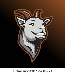 Smiling goat on black background