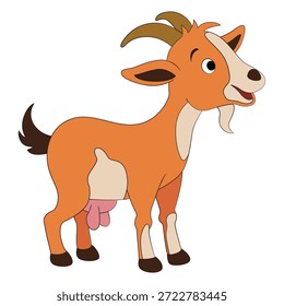 Smiling goat on white background