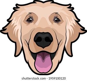 Smiling Golden Retriever Dog face portrait and vector 