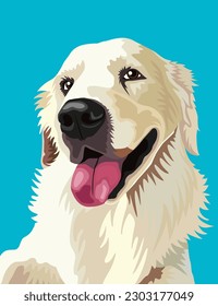 A smiling Golden Retriever in vector. Puppy or dog character design for book, background, and illustration.