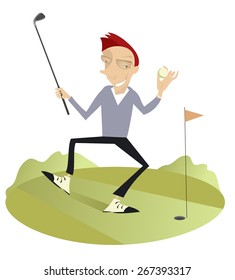 Smiling golfer on the golf course 