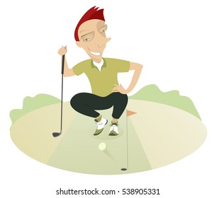 Smiling golfer on the golf course 