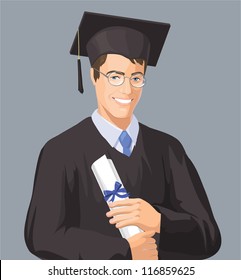 Smiling graduate student