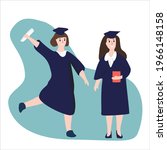 Smiling graduate students. Vector illustration for sites, invitations, etc
