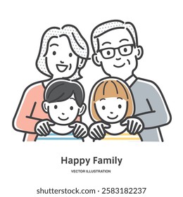 Smiling grandparents and two grandchildren
