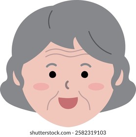 a smiling gray-haired grandmother face
