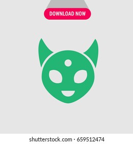 Smiling green alien vector icon, The extraterrestrial face symbol. Simple, modern flat vector illustration for mobile app, website or desktop app 